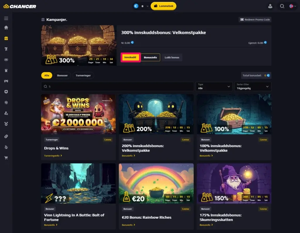 Chancer.bet -  Casino med VPN