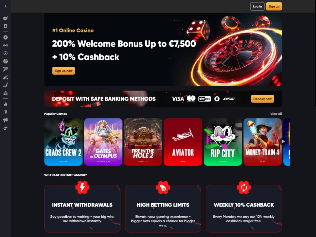 Instant Casino – lynraskt og grenseløst spillmiljø. Casino med VPN